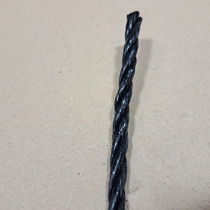 Zwart geslagen touw van 6 mm, stevig en duurzaam