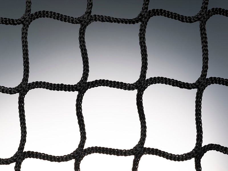 close-up van knoop loos zwart maas net