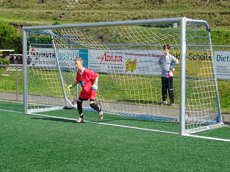 junioren doel met blauw en wit net