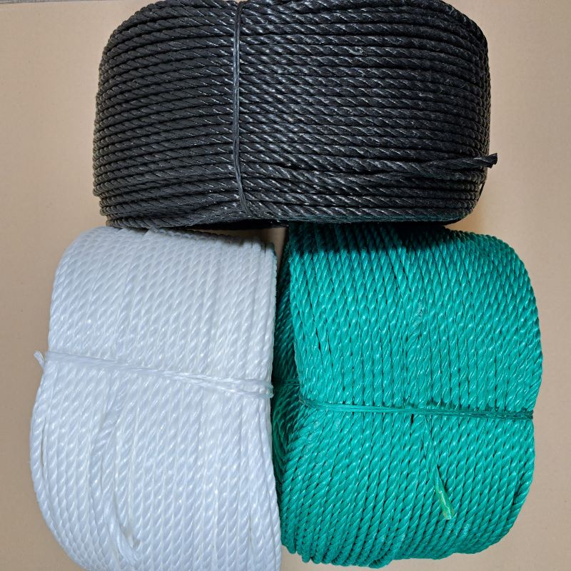 Wit, groen en zwart geslagen touw van 6 mm, stevig en duurzaam