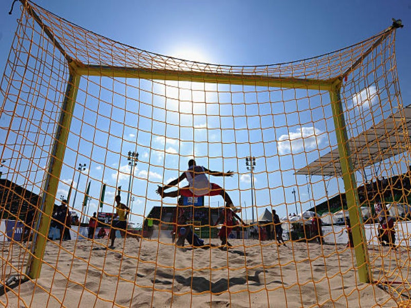 beachhandbal doelnet geel bij de Sportnettenshop